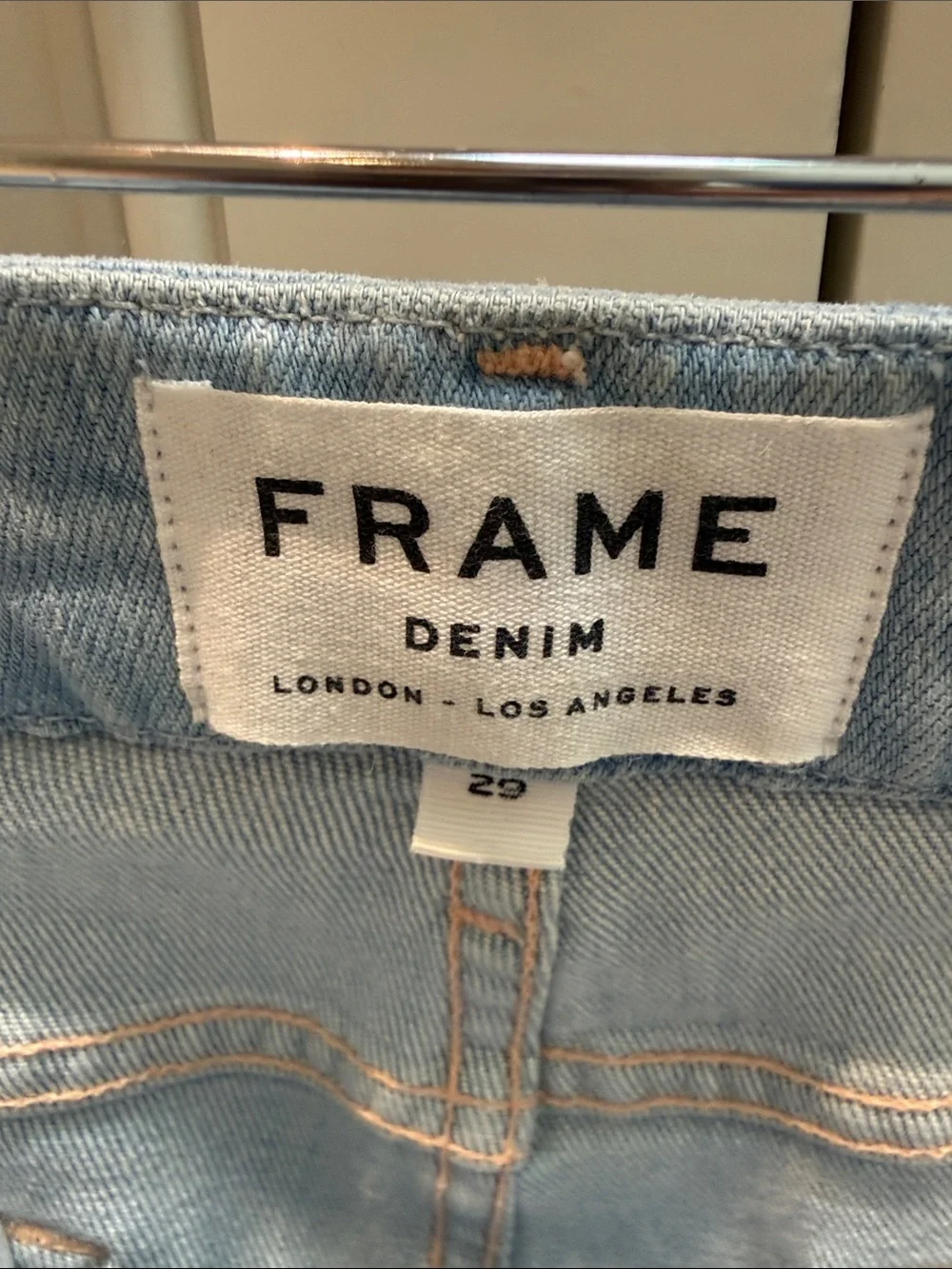 Frame Denim Pale Blue Cropped Kick Flare Jeans with Raw Scalloped Hem - Picture 2 of 5